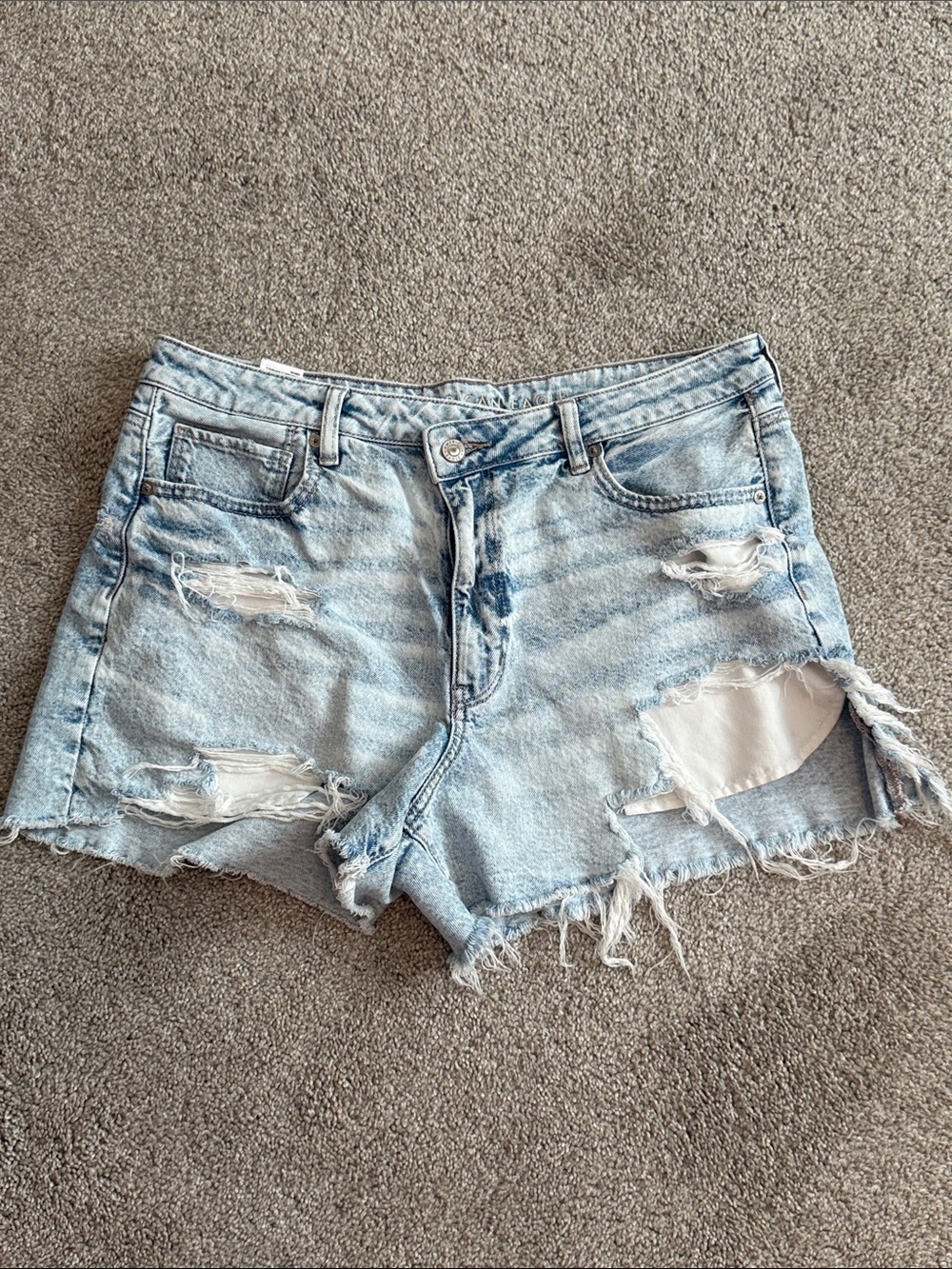 American Eagle Outfitters Light Blue Distressed Denim Shorts